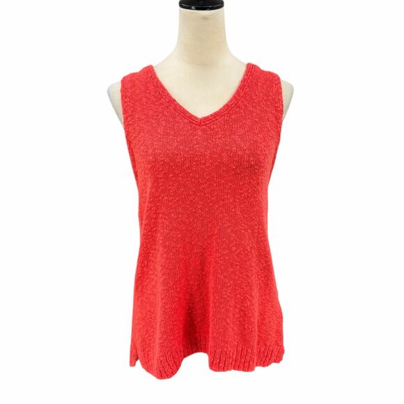 J. Crew Coral Orange Boucle Knit V-neck Sleeveless Beach Sweater Tank - Picture 3 of 11